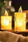 3'lü Pilli Dekoratif Simli Led mum 6.5 cm 