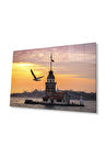 Gün Batımı Kız Kulesi Cam Tablo 4mm Dayanıklı Temperli Cam Sunset Maiden's Tower Glass Wall Art