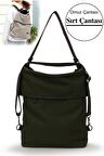3210 Kyra Kadın Yeşil Omuz Sırt El %100 Pamuk Kanvas Kumaşlı Salaş Günlük Çapraz Çanta