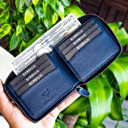 Garbalia Carole Hakiki Deri Fermuar Kilitli Unisex Cüzdan