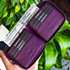 Garbalia Carole Hakiki Deri Fermuar Kilitli Unisex Cüzdan