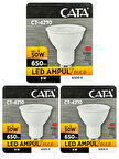 (3 Adet) Cata 9W (50W) Beyaz Işık (6500K) Dim Edilebilir GU10 Duylu Led Spot Ampul