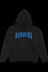 Unisex Aquarius Baskılı Oversize Kapüşonlu Siyah Sweatshirt