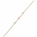 Üçlü Kalp Mineli Altın Çocuk Bileklik