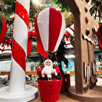 Yılbaşı Süsü Kadife Balonda Noel Baba Kırmızı Beyaz 110 cm