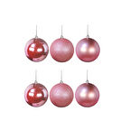 Yılbaşı Süsü 6'lı Top Pembe 8 cm