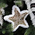 Yılbaşı Süsü Pullu Yıldız Şampanya 15 cm