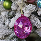 Yılbaşı Süsü Yuvarlak Taş Süs Fuşya 11 cm