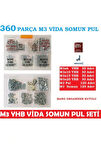 M3 Vida Seti 360 Parça Metrik 3 Yhb Vida -Somun-Pul Seti