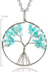 Sertifikalı Doğal Akuamarin Taşı Hayat Ağacı Kolye