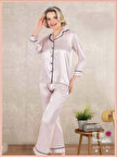 Saten Düğmeli Pijama Takımı