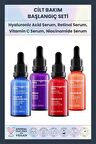 Cilt Bakım Başlangıç 4'lü Set - Ton Eşitleyici Pürüzsüz Parlak Görünüm Etkili Serum Nemlendirici