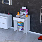 Mira Banyo ve Mutfak Dolabı Çok Amaçlı Dolap Tek Çekmeceli 2 Kapaklı 2 Raf 3 Bölme 55x88x32,5 cm