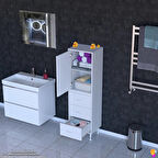 Esil Çok Amaçlı Dolap Kapak İçi Çift Raflı ve 3 Çekmeceli Düzen Harikası Dolap 45x138x32,5 cm