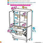 Kayra Tek Çekmece, 1 Göz Sepet, 1 Kapak, 6 Raf Dar Alan Banyo Dolabı 65x173x32,5 cm
