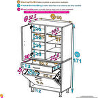 Kayra 1 Çekmece, 1 Göz Sepet, Tek Kapak, 8 Raf Dar Alan Banyo Dolabı 60x173x32,5 cm