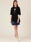 DE'CHARME Baskılı T-shirt - Siyah