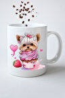 Sevimli Köpek Terrier Baskılı Hediye Kupa Bardak Porselen Çay Kahve Fincanı