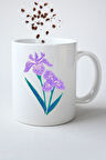 Lila Sümbül Çiçek Baskılı Hediye Kupa Bardak Porselen Çay Kahve Fincanı