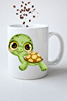 Bebek Kaplumbağa Baskılı Hediye Kupa Bardak Porselen Çay Kahve Fincanı