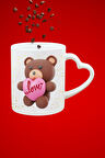 Teddy Bear Love Ayıcık Baskılı Hediye Kalp Kupa Bardak Porselen Çay Kahve Fincanı