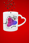 Cute Cat Lady Cat Baskılı Hediye Kalp Kupa Bardak Porselen Çay Kahve Fincanı