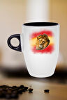 Taraftar Sarı Kırmızı Arslan Baskılı Kupa Bardak Porselen Latte Filtre Kahve Fincanı