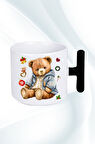 Yeni Yıl Oyuncak Ayı Teddy Bear Baskılı T Saplı Kupa Bardak Porselen Çay Kahve Fincanı