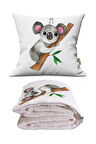 Koala Baskılı Dekoratif Yastık Kırlent Opsiyonel Battaniye 2 in 1