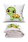 Sevimli Kaplumbağa Tv Battaniyeli Opsiyonel Dekoratif Hediye Yastık