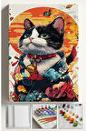 Sayılarla Boyama Tuval Seti Fırça Boya Dahil (Çıtalı) 40x50 CM - ÇINGIRAKLI KEDİ