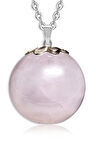 Sertifikalı Yuvarlak Doğal Pembe Kuvars Taşı Kolye