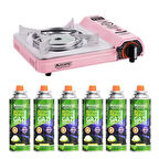 Orcamp Seramik Pro Taşıma Çantalı Portatif Ocak Pembe + 6 Adet Kartuş 