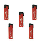 Çakmak 2000 Turbo Türk Bayraklı Çakmak Rüzgarda Sönmeyen 5'Li