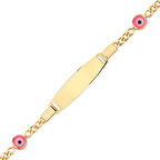 Altın Pembe Nazar Boncuklu Bebek Künyesi (CKN0045)