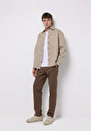 Regular Fit Orta Bel Düz Paça Erkek Kahverengi  Pantolon