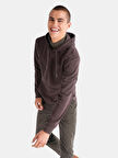Regular Fit Baskılı Kapüşonlu Kahverengi Erkek Sweatshirt