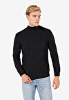 Slim Fit Turtle Neck Jakarlı Erkek Antrasit Kazak