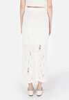 Slim Fit Jakarlı  Kadın Ekru Etek