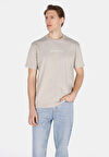 Comfort Fit Yuvarlak Yaka Düz Erkek Bej Kısa Kol Tişört Cl1071872