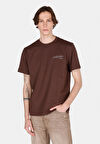 Comfort Fit Yuvarlak Yaka Düz Erkek Kahverengi Kısa Kol Tişört Cl1072833