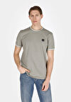 Regular Fit Yuvarlak Yaka Jakarlı Erkek Yeşil Kısa Kol Tişört