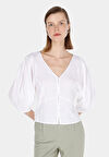 Slim Fit   Kadın Beyaz  Gömlek