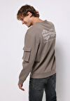 Comfort Fit   Erkek Bej Sweatshirt