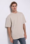 Oversize Fit Yuvarlak Yaka Düz Erkek Taş Kısa Kol Tişört