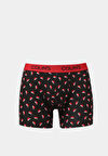 Modern Fit Baskılı Erkek Siyah Boxer