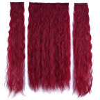 Kanekalon Fiber  Sentetik Kabartılmış Dalgalı Yarım Ay + 2 Yan Saç Çıt Çıt  / Kızıl /  (CLZ175)