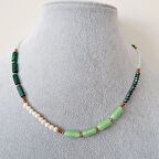 4 Renk Murano Boncuk Varisit İnci Kristal Kolye - Yeşil