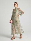 BIZE FASHION Bambu Desenli Transparan Tül Kimono Elbise 1124