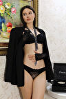 Giyim Kadın Destekli Straplez Dantel Detaylı Sütyen Takım Siyah